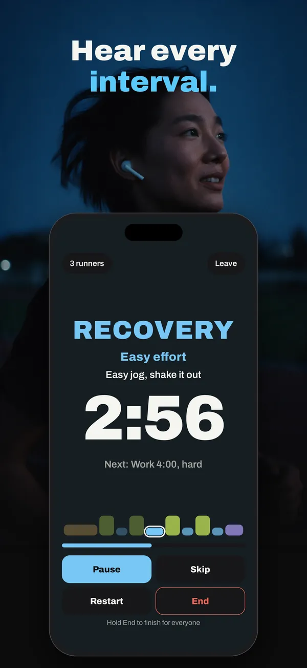 A recovery phase on the workout screen